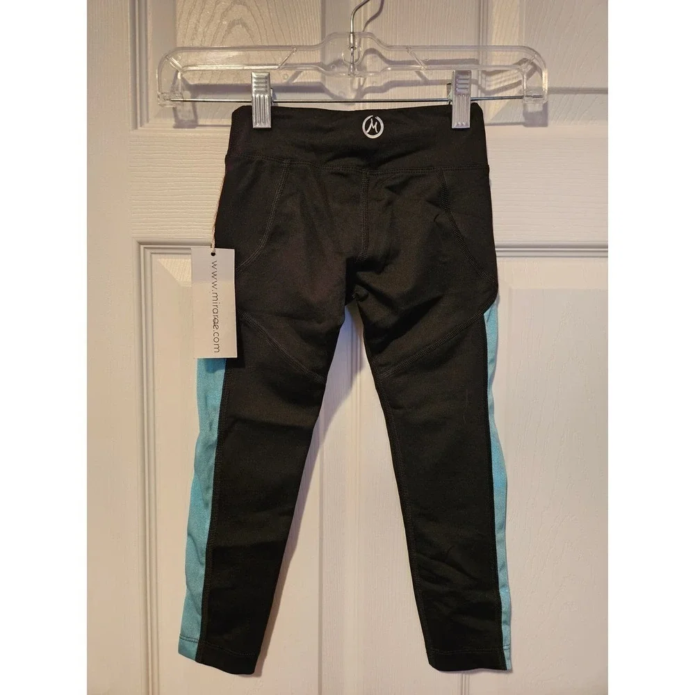 NWT‎ Mira Rae full length black leggings shimmer blue 4T